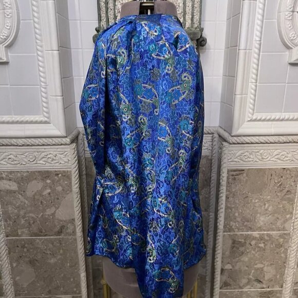 Jordan. Size 11/12. Vintage Shiny Paisley Polyester Back Button Blouse. B78 - Picture 3 of 5